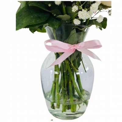 Vaso De 12 Rosas Cor De Rosa Com Gypsophilas Vaso De 12 Rosas Cor De Rosa Com Gypsophilas