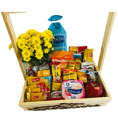 Linda Cesta De Café Com Carinho E Margarida Amarela